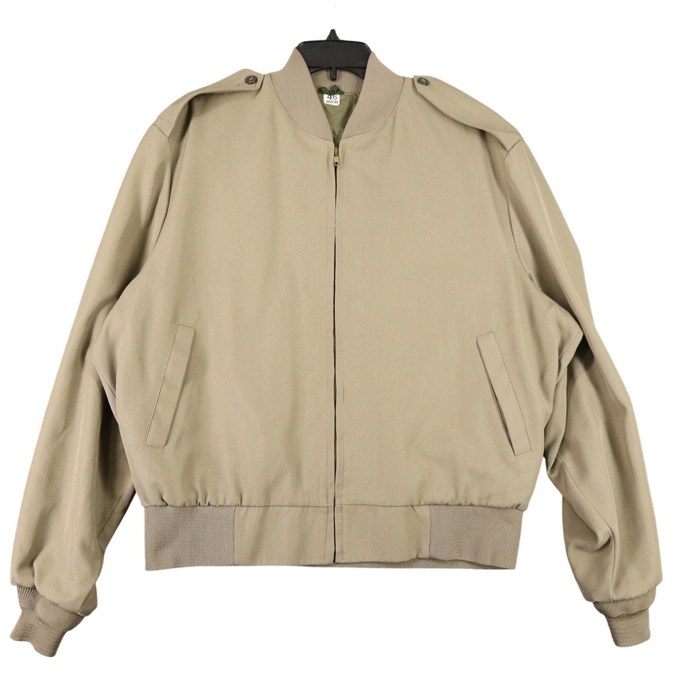 Vintage 1999 USMC Neptune Garment Co Bomber Jacket Mens 46R Tan Military USA